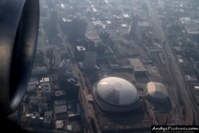 Aerial of New Orleans, the Superdome & the New Orleans Arena
