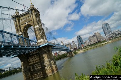 Roebling Suspension Bridge & downtown Cincinnati