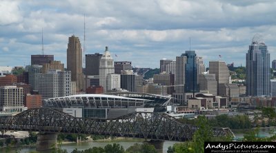 Downtown Cincinnati & Paul Brown Stadium from Devou Park