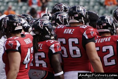 Atlanta Falcons huddle