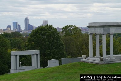 Crown Hill Cemetery & downtown Indianapolis