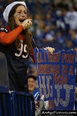 JJ Watt superfan after getting a hug