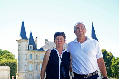 Evelyn and Dewey at Chateau Baron de Pinchon Longueville