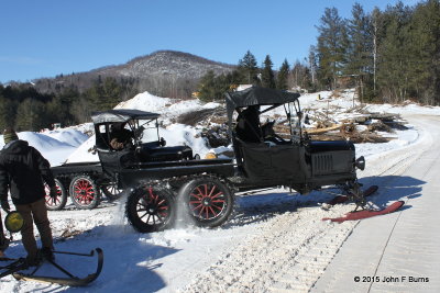 Model T Snowmobiles out in the Farm