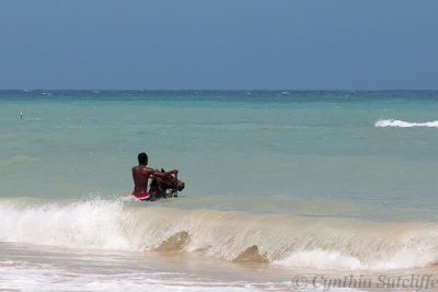 Horse and Rider Entering the Surf