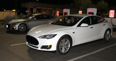 Two Teslas at the Casa Grande Supercharger