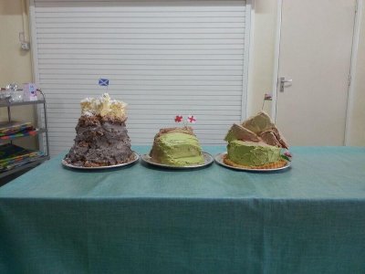 The children created the 3 Peaks in sponge and icing - yum!
