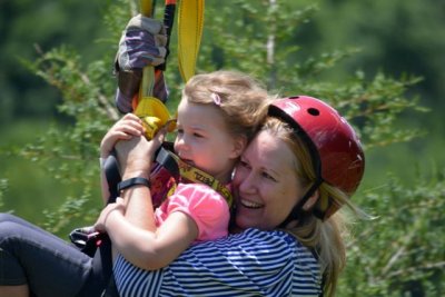Grammy and Avery zip lining