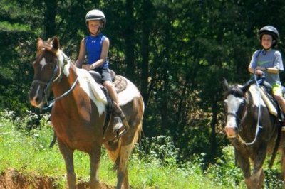 Brooks and Carter heading out on the trail