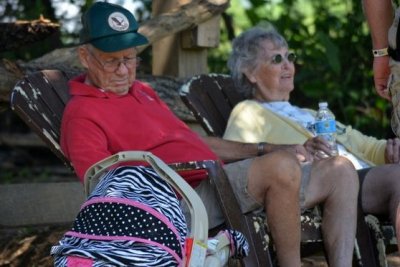 Great-grandpa and GG watching Becca while we rode horses