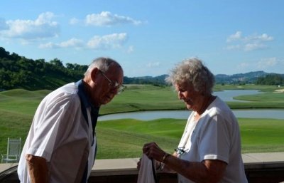 Ned and Barbara on the back patio