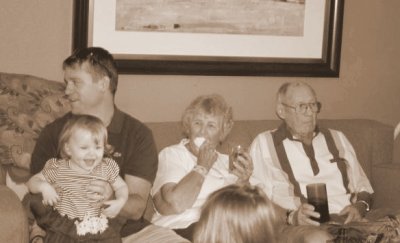 Cory, Sophia, GG, and Great-grandpa