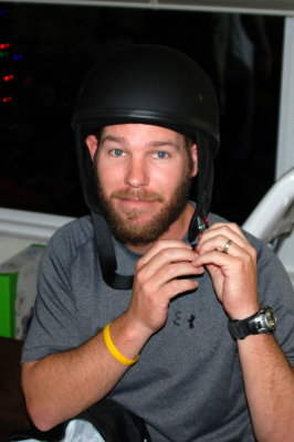 Jarrod gets a new motorcycle helmet