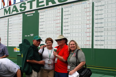Mike, Victoria, Steve, and Judy in front of the Masters lineup