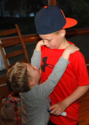 Brady (4) hugging Brooks (10)