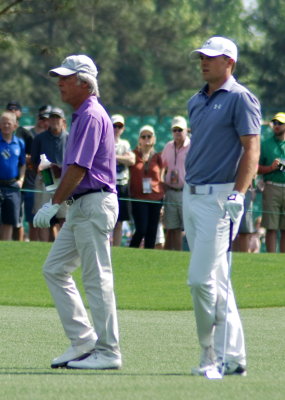 Crenshaw and Spieth during Wednesday's practice round