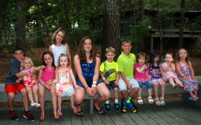 All 12 grandchildren - Carter, Laney, Addy, Avery, Sophia, Paige, Brady, Brooks, Arwen, Deanna, Becca, Bella