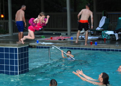 Jumping was a constant activity in the pool