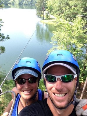 Jarrod and Angie at one of the zip line platforms
