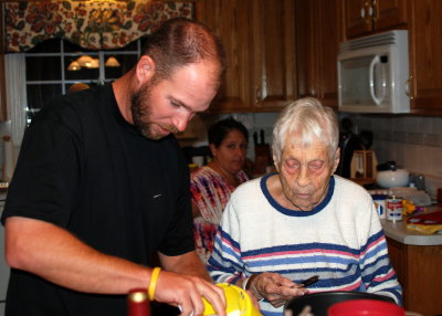 Jarrod helping Nanny make fudge