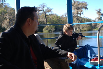 Josh and Jonah on the boat