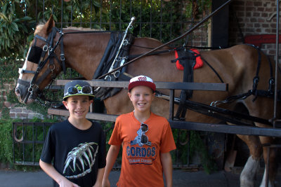 Boys with Amos the horse