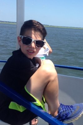 Carter on the boat on our way to Fort Sumter
