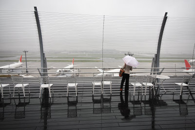 rainy airport