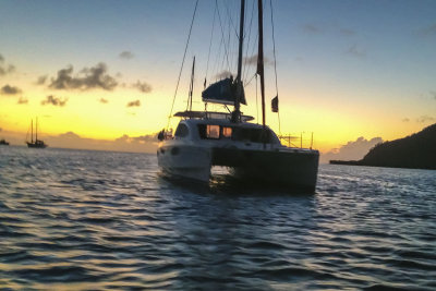 Prairee Cat, as we head for dinner, Tyrrel Bay, Carriacou