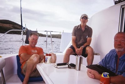 Scotty, Barnacle, and One Eye near Tobago Cays