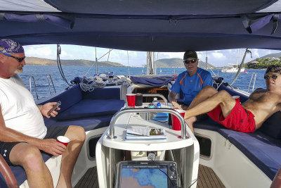 Relaxing at Leverick Bay, Gorda Sound