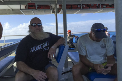 The captain and his phone, Dan and his beard