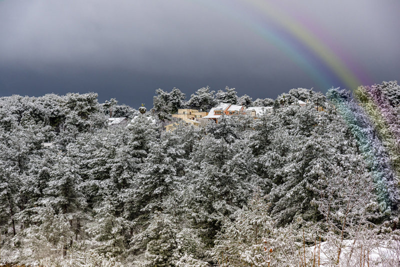 Snow and rainbow - out of my window