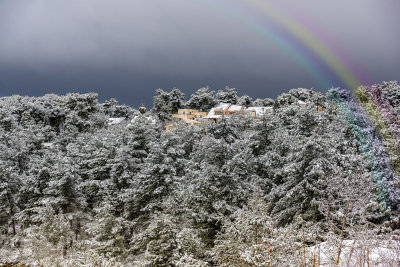 Snow and rainbow - out of my window