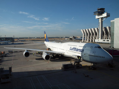 A view of our Lufthansa B747-830 from IAD at FRA