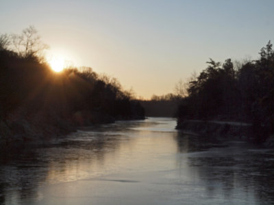 Sun rises over the rocks