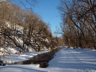 Snow covered canal