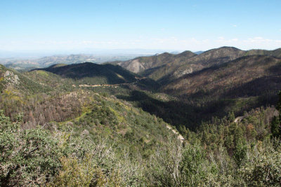 Three separate sections of destination road below us from Emory Pass