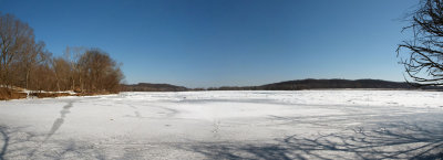 Panorama - Ice on the river at Rileys Lock