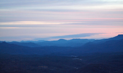 Pinks over the blue ridges