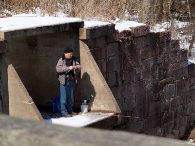 Fishing at the remains of the lock