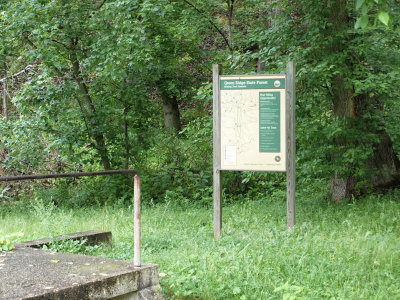 Sign for trails of Green Ridge State Forest at the lock