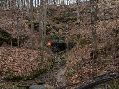 A tiny waterfall and cave