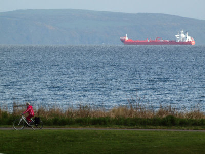 Nairn - The ship and the bicycle rider!