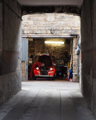 Car repair at the end of the close