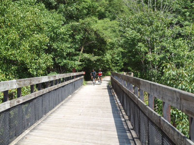 On the move - getting on the High bridge before Ohiopyle