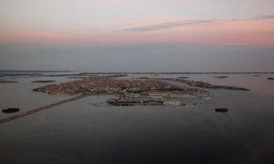 Coming in to land in the evening at Venice