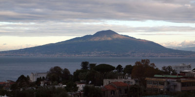 Vesuvius from roof garden of hotel in the morning