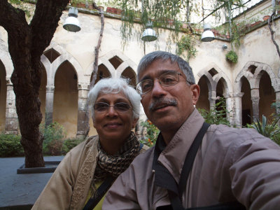 Selfie with a real camera in the Cloisters, Sorrento, June 2016