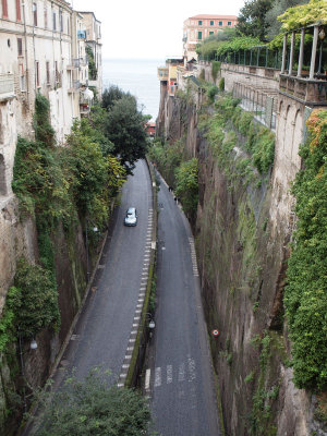 Road in Sorrento from main level of town down to the water
